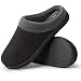HomeIdeas Men's Woolen Fabric Memory Foam Anti-Slip House Slippers