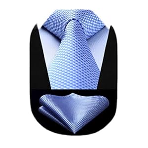 HISDERN Ties for Men Wedding Tie & Pocket Square Houndstooth Formal Business Plain Necktie Handkerchief Set