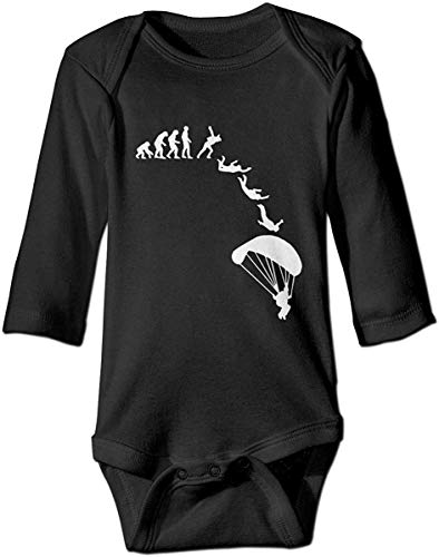 LittleHorn Evolution of Skydiving Baby Bodsuit Long Sleeve Rompers Cotton Jumpsuit Outfits Black