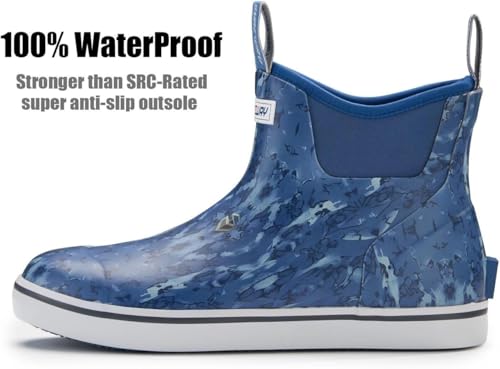 Image of SUREWAY Men's Ankle Fishing Deck Boots for Men-Waterproof,Professional Non-Slip Soles for Wet Slippery Surface,Neoprene Rubber Rain Boot /Shoes for Hunting Boating Gardening