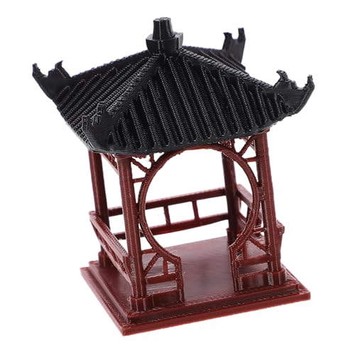 Cabilock Décoration Pavillon Miniature pour Jardin Et Bonsaï – Ornement Micro-Paysage Rond Simple en Plastique Robuste – Figurine Pavillon Chinois 4 Coins, Accessoire Décoratif De Table Et Bureau