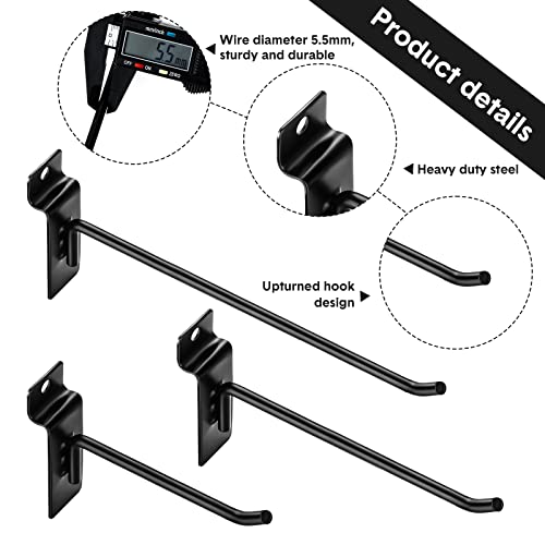 Ferraycle Slatwall Hooks 24 Pc 4/6/8 Inch Slatwall Accessories Slat Wall Shelf Brackets Slat Wall Hanging Hook And Hanger Slatwall Panel Hook Slat Wall Hook Heavy Duty Pegboard Gridwall Display Hook thumb #2