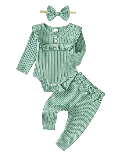 Image of Mioglrie Baby Girl Clothes Newborn Infant Clothes Girl Romper Pant Set Toddler Girl Outfits Cute Baby Girls' Clothing