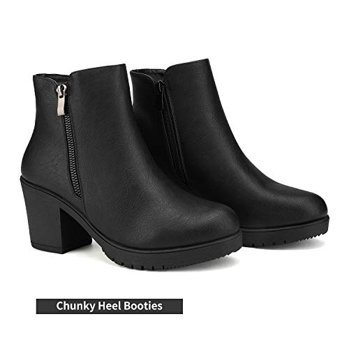 DREAM PAIRS Women's Block Heel Chelsea Ankle Boots,Black/Pu,9 by DREAM PAIRS - Used condition - Image 3