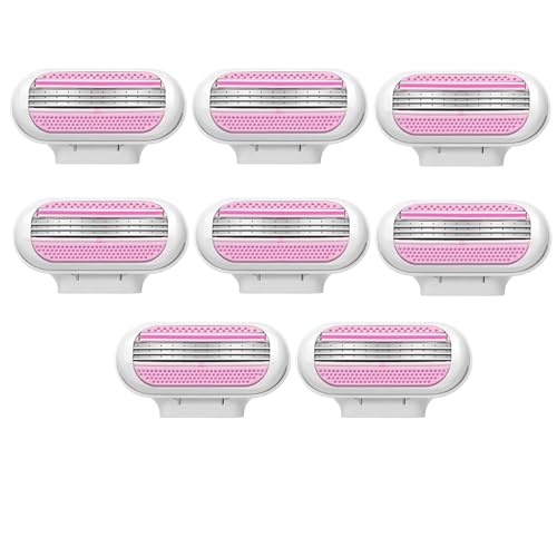 8Pcs Replacement Razor Blades for Gillette Venus 3-Layer Ultra-Smooth Women’s Razor Refills Easy to Replace Effortless Glide for Body Sensitive Skin Bathroom Beach Travel Gifts Valentine's Day, Pink
