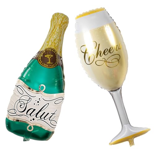Champagne Balloon, Champagne Bottle Balloons and Goblet Wine Glass Foil Helium Balloon Wine Alcohol Balloons for Birthday Graduation Wedding Bachelorette New Years Party Decorations