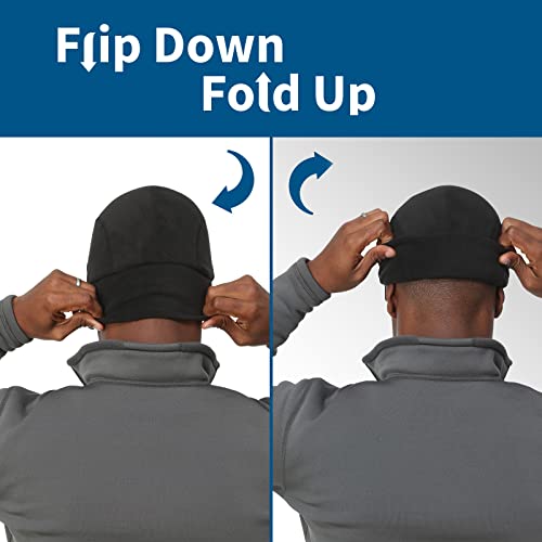 Trailheads Men's Fleece Ball Cap With Drop Down Ear Warmer | The Trailblazer Adventure Hat - Black #TOP4