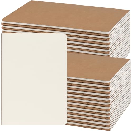 ZCZN Quaderno A5 Bianco, 48 Pezzi Copertina Kraft Quaderno con 30 Fogli/60 Pagine, Taccuini per Ufficio e Scuola
