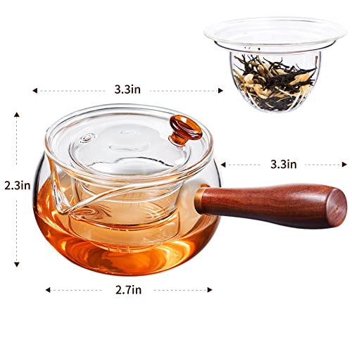 Paracity Glass Teapot With Infuser Japanese Teapot Stovetop Safe Teapot Blooming And Loose Leaf Tea Maker With Wooden Handle Kyusu 11.8 Oz 350 Ml #TOP1