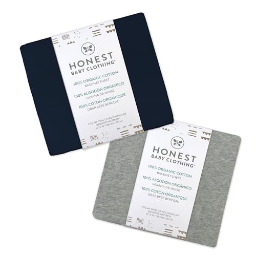 Image of HonestBaby 2-Pack Organic Cotton Fitted Bassinet Sheet, Dark Navy, One Size
