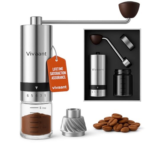Comparison: Best Grinder French Press 11 Vivaant Coffee Grinder Manual Capacity 32g - Stainless Steel Conical Burr Coffee Grinder Hand, Manual Coffee Grinder Espresso with Adjustable Settings, Portable Coffee Bean Grinder for French Press