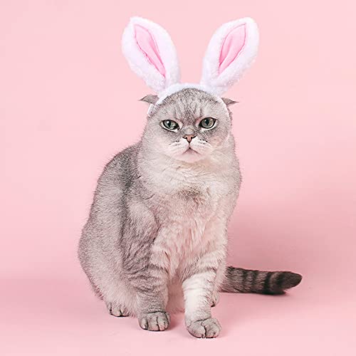 Aniac Pet Headgear Soft Headband With Cute Bunny Ears Warm Hat Head Accessories Easter Costume For Cats Kitten Puppy And Small Dogs (Small/Head Girth:9.5 Inch - 11 Inch) #TOP4