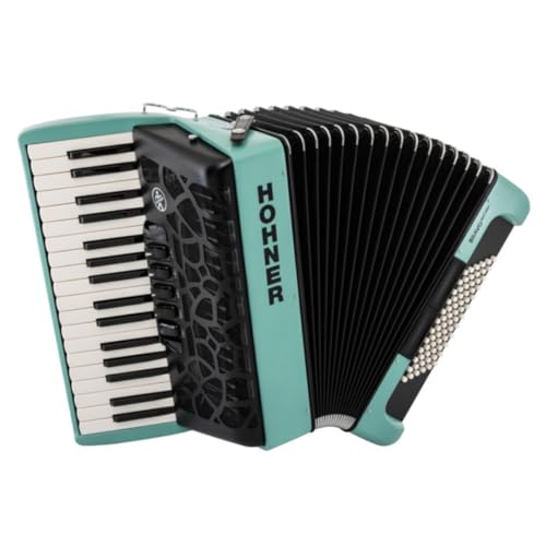 Hohner BRAVO MyColor III 72 Lightweight Chromatic Piano Key Accordion with Gig Bag and Adjustable Strap (Wind - Turquoise)