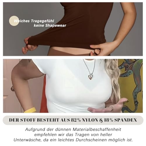 Damen T Shirt Sports Rundhalsausschnitt Leichtes, Soft Stretch Top, Kurzarmshirt für Casual Life, Sommer, Gym