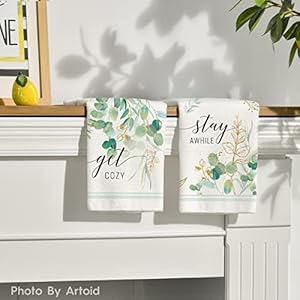 Artoid Mode Eucalyptus Get Cozy Love Home Kitchen Towels, 18 x 26 Inch Holiday Spring Summer Wedding Daily Fingertip Towel Tea Bar Hand Drying Cloth Kitchen Bathroom Gift Set of 4 Artoid Mode Eucalyptus Get Cozy Love Home Kitchen Towels 18 x 26 Inch Holiday Spring Summer Wedding Daily Fingertip Towel Tea Bar Hand Drying Cloth Kitchen Bathroom Gift Set of 4