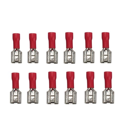 100/50Pcs 2.8mm 4.8mm 6.3mm Insulated Seal Spade Wire Connector Female Crimping Terminals Electrical Crimp Terminal Set(6.3mm Red,50PCS)
