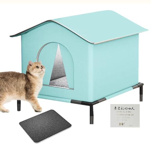 Abri imperméable pour chat avec tapis chaud et plancher surélevé d'hiver - 2