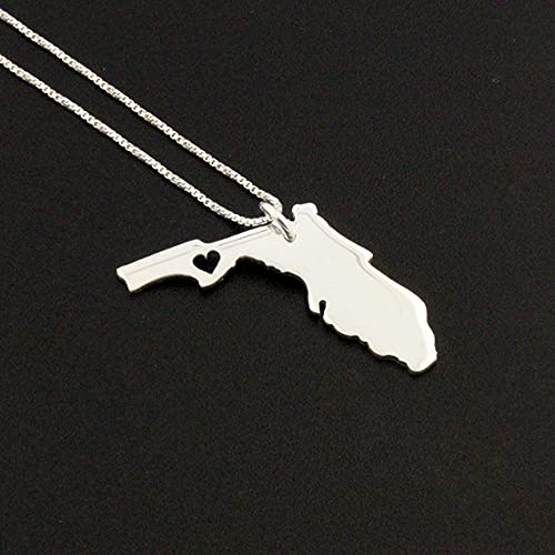 Florida necklace personalized Florida state necklace sterling silver state necklace with heart Hometown Gift LOVE FLORIDA