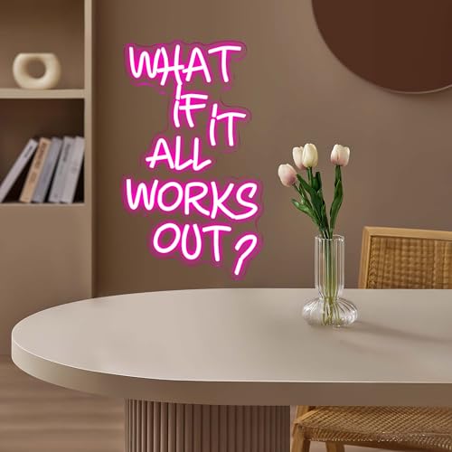 Image of Allball What If It All Works Out Neon Sign, Motivational Neon Light LED Inspiration Dreamer Sign USB Powered Dimmable, for Office Bedroom Game Room Reading Room Dreamer Provide Wall Decor(16.1*10.8 In)