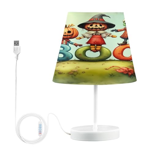 Waassud Lámpara de mesa de personajes de Halloween para dormitorio, lámpara de escritorio, 3 temperaturas de color con USB LED, lámparas de mesita de noche para sala de estar y oficina, grande