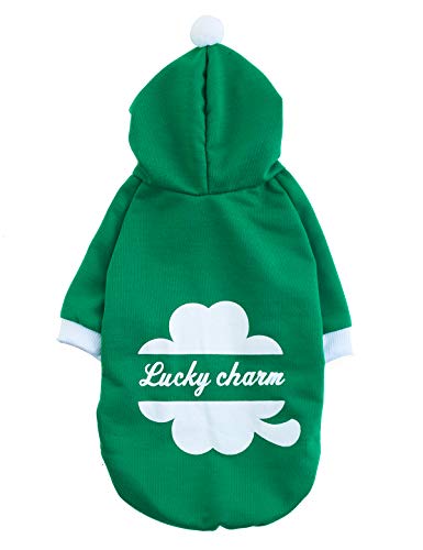 Impoosy St Patrick's Day Pet Dog Hoodies Funny Lucky Charm Shirt Cute Puppy Costume Clothes for Small Medium Dogs Cats Pets (XS)