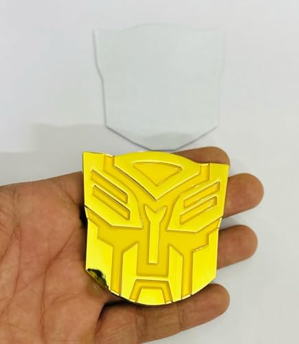 Image of Emblems for Car & Bike Metal Lo.go and Grill Me.tal Lo.go, Auto Accessories for Car Emblem 3D Badge Auto Racing Sport Sticker Grand Tourer Decal. (Small Golden TRANSFORMERR Logo)