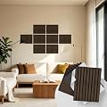WADILE Peel and Stick Wood Slat Wall Panels 11.8" x 15.7" Decorative Acoustic Panels, Soundproof PVC Slatted Wall Panels for Living Room Bedroom Accent Wall, 8 Pack