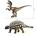 Gemini&Genius Ankylosaurus and Velociraptor Dinosaur Toys for Kids, Lifelike Dino Action Figures, Great for Collection Gifts, Cake Toppers, Toddler Stocking Stuffers, Kids Fun Party Favors