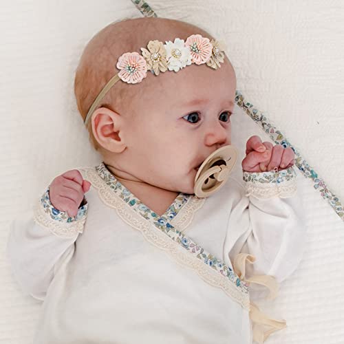 Toddler Floral Crown Nylon Headband with Pearl Baby Girl Flower Elastic Hair Warp Infant Cute Hair Accessory Newborn3