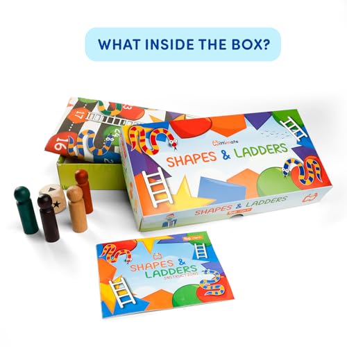 Image of 5 Years + Shapes and Ladder Board Games & Puzzles Classic Board Games for Smart Kids | 2-in-1 Wooden Ludo and Snake & Ladder Board Game - Premium Travel-Friendly Game Set for Kids & Family