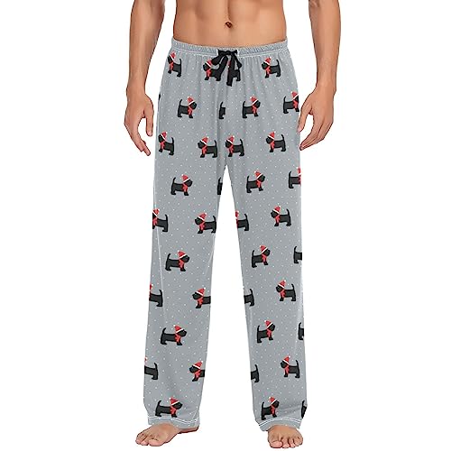 Christmas Scottish Terrier Dog Mens Pajama Pants Lounge Men's Pajama Bottoms Soft Sleep Pants With Pockets XL