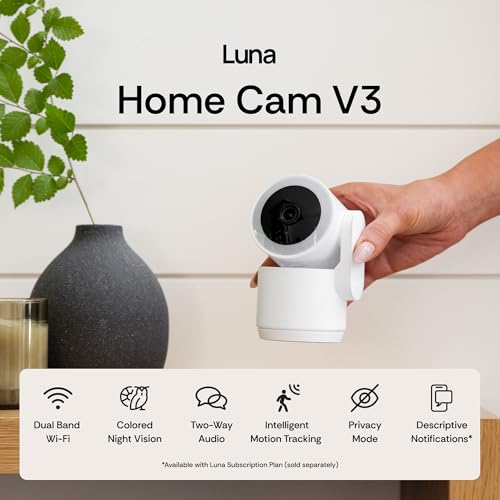 Luna 2K Indoor Cameras for Home Security, 2.4GHz & 5GHz WiFi, 360-Degree Pan-Tilt, Built-in Spotlight, Human Auto Tracking, Siren, Pet/Dog/Baby Camera with Phone app, Black (2025 Upgrade Version) - Image 3