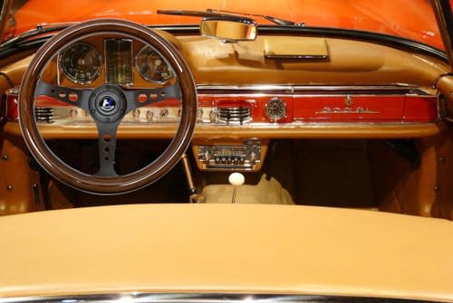 Hiracing 009 14 Inch Universal Classic Wood Grain Steering Wheel Brushed 3 Spoke 1.5 Inch Depth Steering Wheel thumb #5