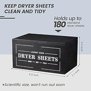 Cute Dryer Sheet Holder with Lid - Rustic Farmhouse Dispenser Laundry Room Decor Accessories, Container Fabric Softener for Organization/Storage, Black Cute Dryer Sheet Holder with Lid Rustic Farmhouse Dispenser Laundry Room Decor Accessories Container Fabric Softener for OrganizationStorage Black