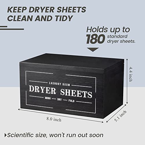 Cute-Dryer-Sheet-Holder-with-Lid-Rustic-Farmhouse-Dispenser-Laundry-Room-Decor-Accessories-Container-Fabric-Softener-for-OrganizationStorage-Black Cute Dryer Sheet Holder with Lid Rustic Farmhouse Dispenser Laundry Room Decor Accessories Container Fabric Softener for OrganizationStorage Black