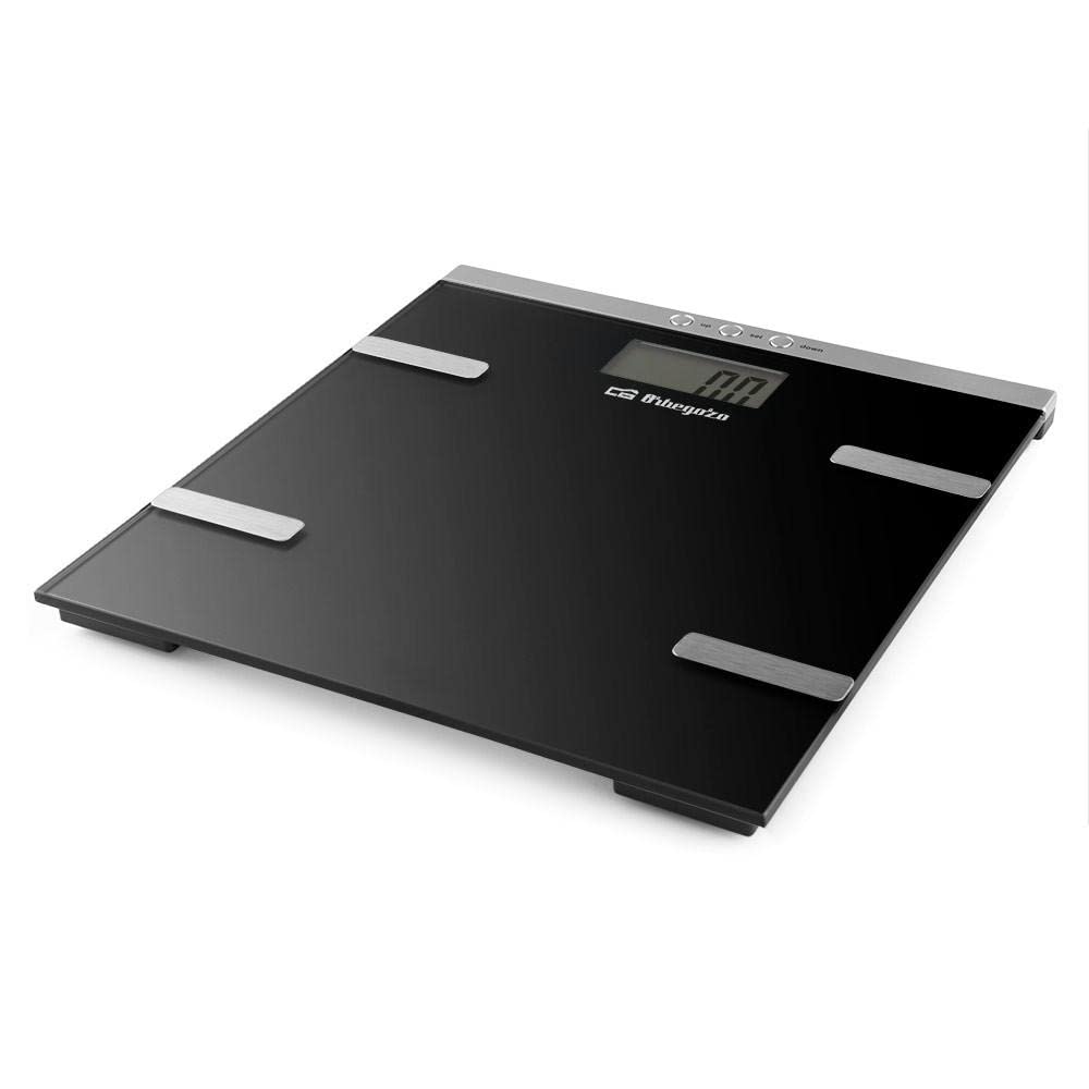 Orbegozo PB 2232 - Báscula de baño electrónica, activación táctil, apagado automático, función Body Fat, capacidad máx. 180kg, funciona a pilas