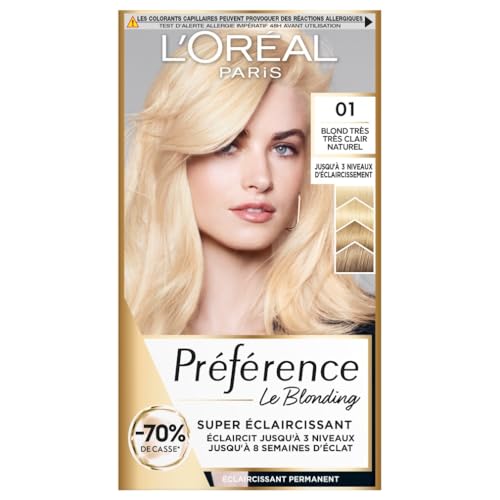 L’ORÉAL PARIS - Coloration Éclaircissant Permanent - Préférence Le Blonding - Nuance : Prague (01), Blond Très Très Clair Naturel