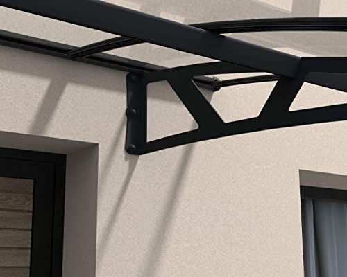 Canopia by Palram Vordach für Haustür Amsterdam 2230 Pultvordach 223 x 139 cm Grau Sonnenschutz Haustürvordach inkl. Regenrinne