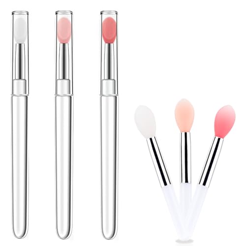 Silicone Lip Brush 6 PCS Lip Gloss Brush Applicator Reusable Lip Brushes for Lipstick Balm Gloss Stick(Dry wet universal 3 Pcs length 4.33inch and 3Pcs length 1.97inch)