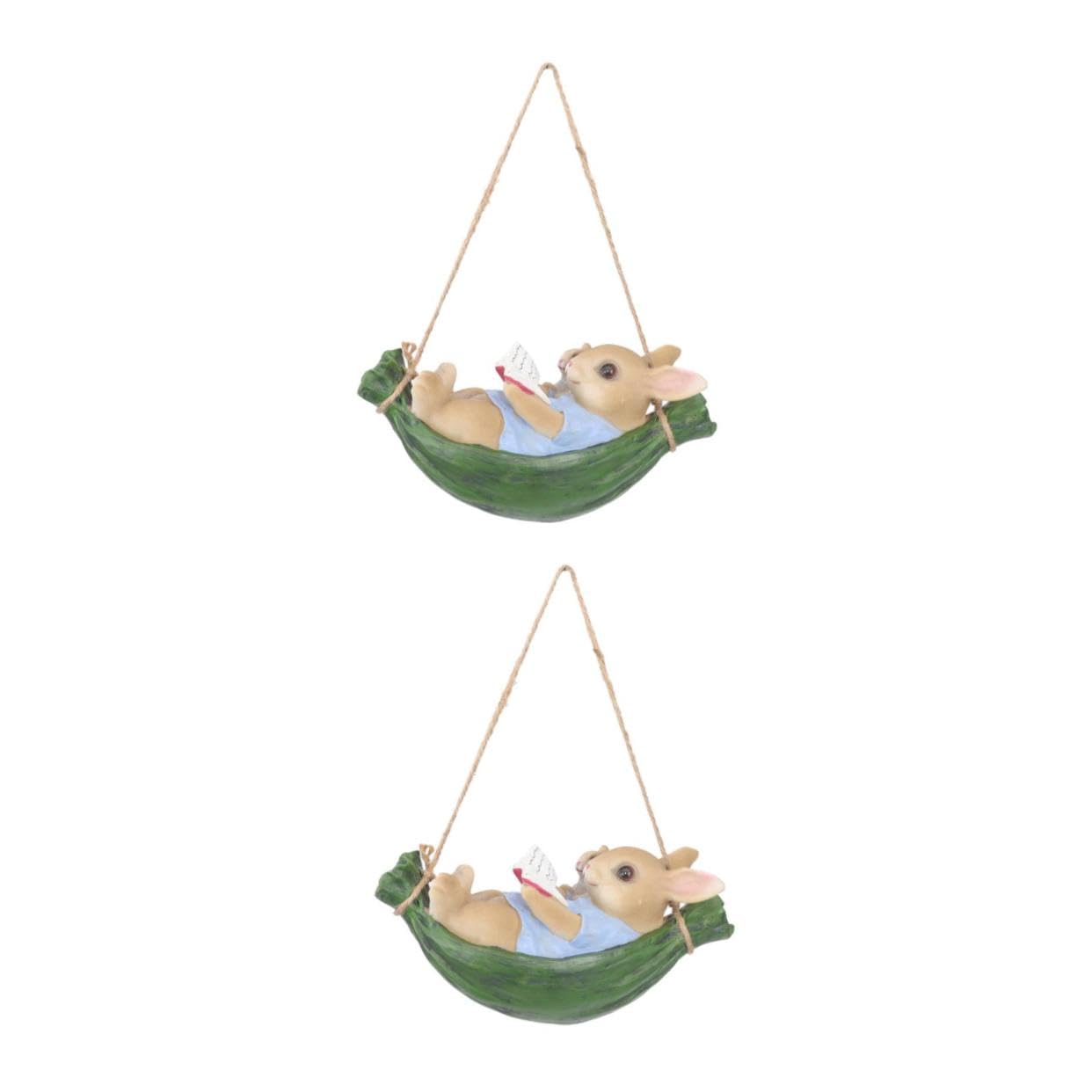 BESTonZON Lot De 2 Statues Décoratives en Forme De Lapin Décoration De Jardin Féerique Lapin Mignon Ornements D'Extérieur Décoration De Jardin Ornement De Cour Ornement De Cerf