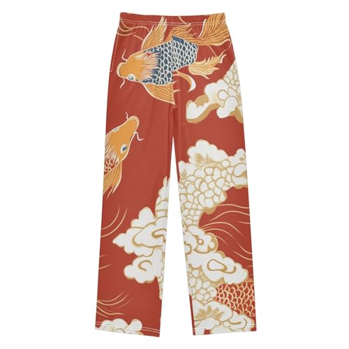 ZZXXB Carp Fish Clouds Boys Long Pants Soft Trousers Elastic Waist Kids Lounge Bottoms with Pockets S-XL