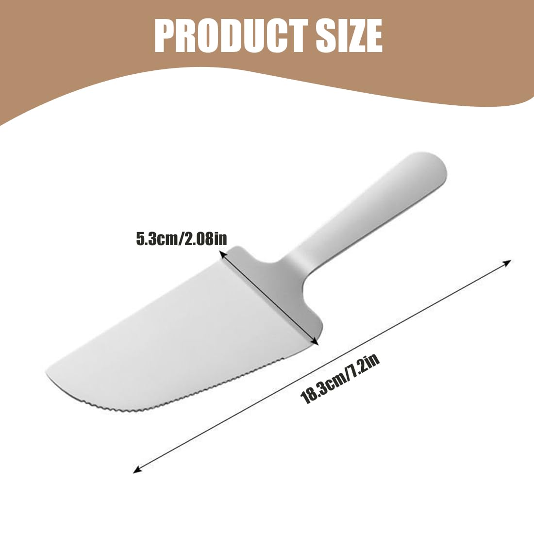 WeddHuis 2 Piezas Set de Servidores de Pastel Acero Inoxidable, Cuchillo y Pala para Tartas con Bordes Dentados, Cuchillo para Tartas Ideal para Cocina, Restaurantes y Fiestas (Plata)