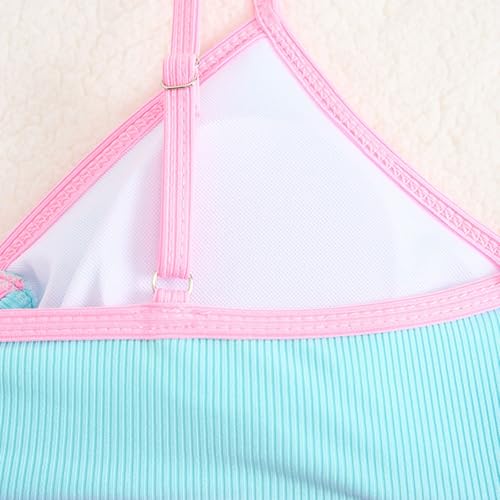 IWIHMIV Girl's 3 Piece Swimsuit Cute V Neck Bikini Set Bathing Suit Adjustable Straps Swimwear Sheer Mesh Cover Up Skirt3