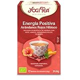 Yogi Tea, Energía Positiva Arándanos Rojos Hibisco Bio - Infusión Ayurvédica - Mezcla de Mate, Hibisco, Arándanos y Té Negro - 17 bolsitas (30,6g)