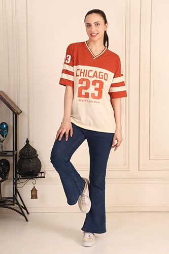 Image of BLACKSTEP Women Oversized Cotton Jersey Tshirt | Loose Fit Streetwear Casual Top | Drop Shoulder Longline T Shirt for Girls College Wear Travel Gym Daily Outfit