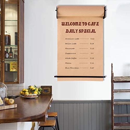 Wall Mounted 24 Inch Kraft Paper Roll Holder & Dispenser With Cutter Bar Wall Hanging Decoration For Cafe, Artist Studio, Office, Living Room - Fits 24” Paper Roll - Black #TOP2