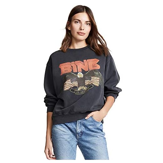 ANINE BING Women's Vintage Bing Sweatshirt, Black, S