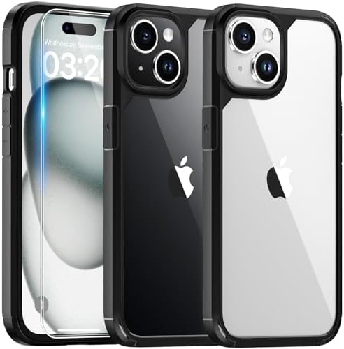 TAURI 3 In 1 Designed For IPhone 15 Case, [Not-Yellowing] With 2X Screen Protector 10 thumbnail image
