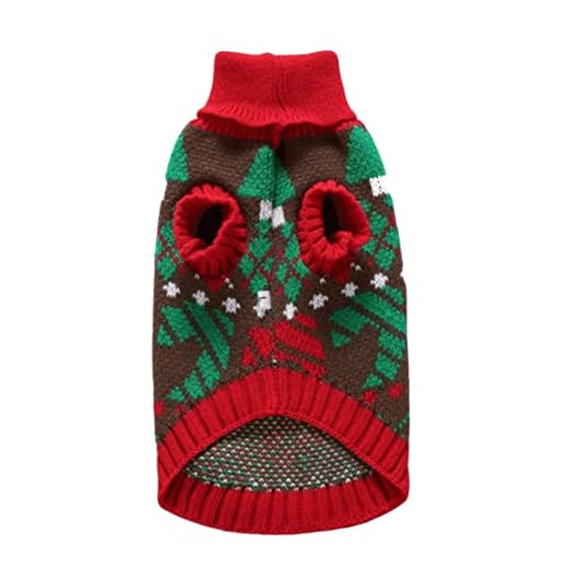 JIAYE Jul husdjurströja, sött mönster hundtröja, mjuk stickad tröja, hög hals husdjurskläder (storlek: S)