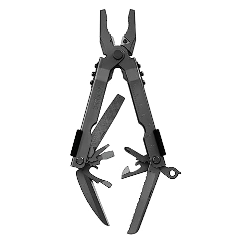 Gerber Gear Multi-Plier 600 Blunt Nose Multitool with 14 Tools - Includes Knife, Pliers, Nylon Sheath & More - Made in USA - Black Tool